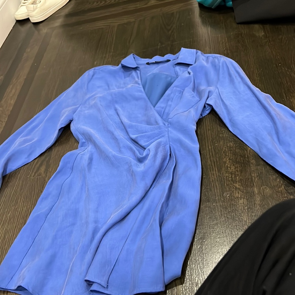 Blue linen dress